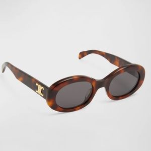 CELINE Triomphe Logo Oval Acetate Sunglasses